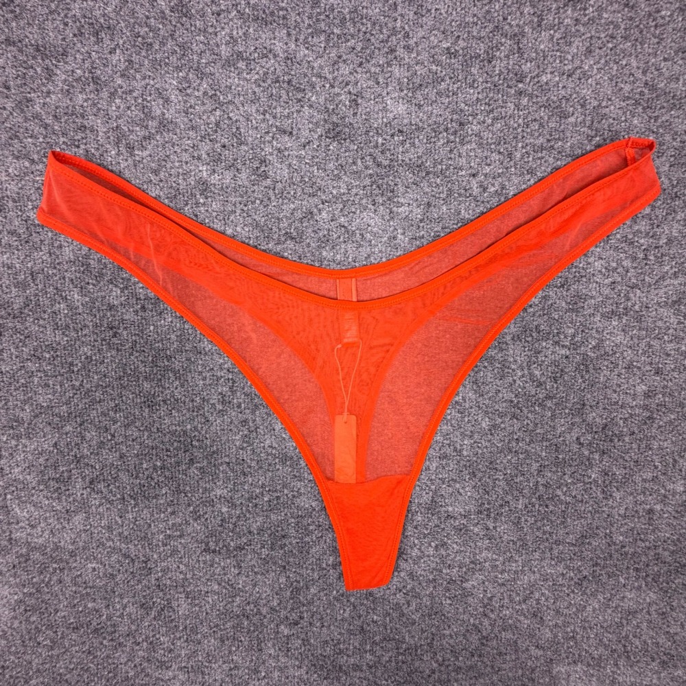SKIMS Sheer Mesh Thong Red Orange High Cut Underwear PN-THG-2167 Size 4X NEW